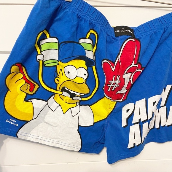 The Simpsons 2010 Vintage Party Animal Homer 100% Cotton Boxer Shorts Size 40-42 - Picture 3 of 5